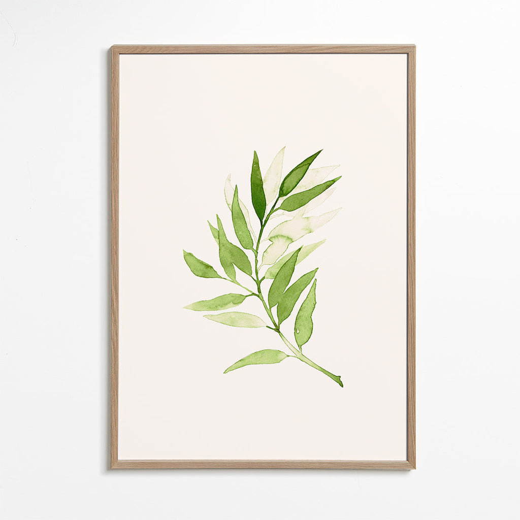 Botanisk poster: minimalistisk grön kvist