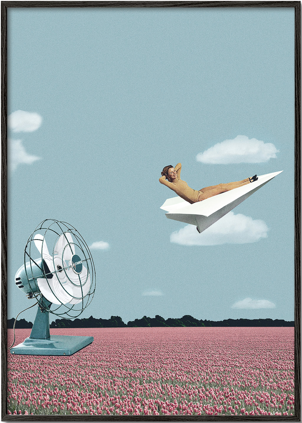 Illustration pappersflygplan över rosa fält