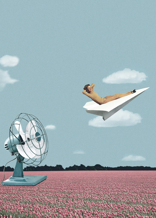 Illustration pappersflygplan över rosa fält