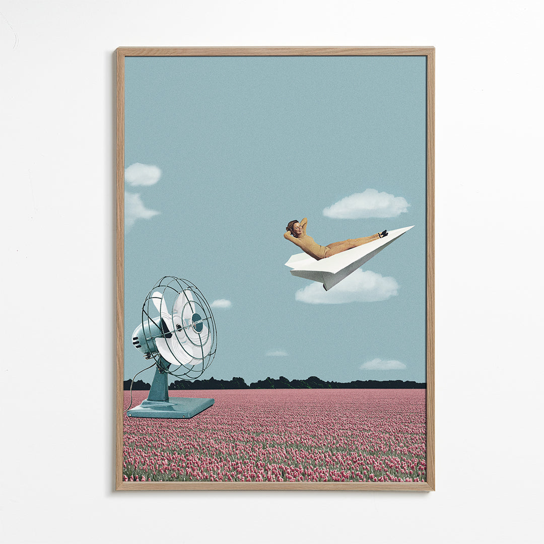 Illustration pappersflygplan över rosa fält