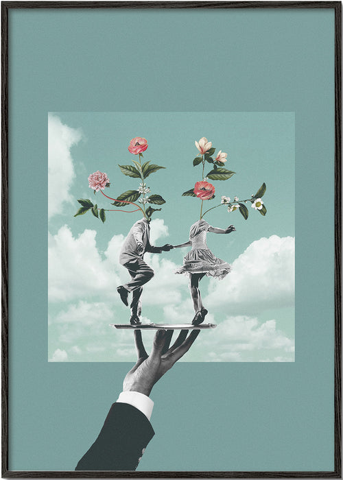 Botanisk poster: dansande par med blommor