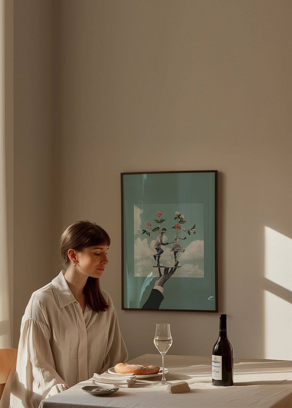 Botanisk poster: dansande par med blommor