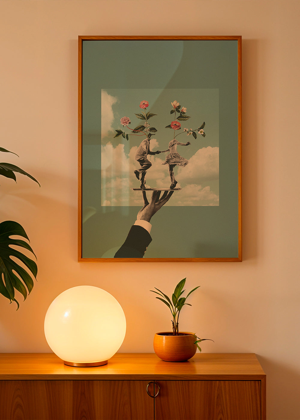 Botanisk poster: dansande par med blommor