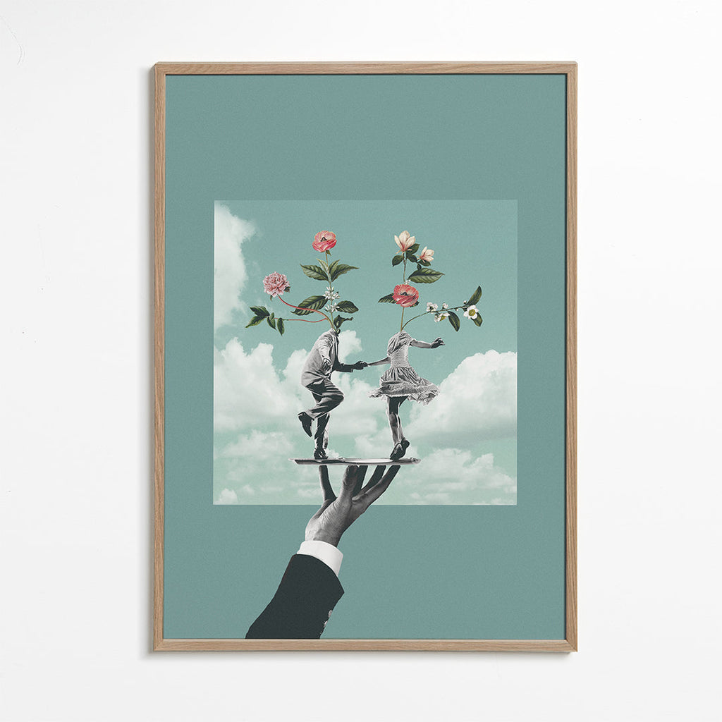 Botanisk poster: dansande par med blommor