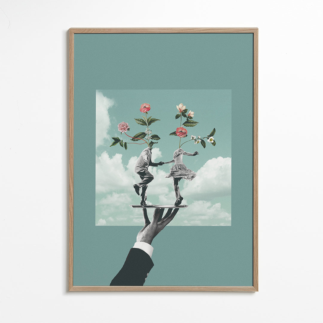 Botanisk poster: dansande par med blommor