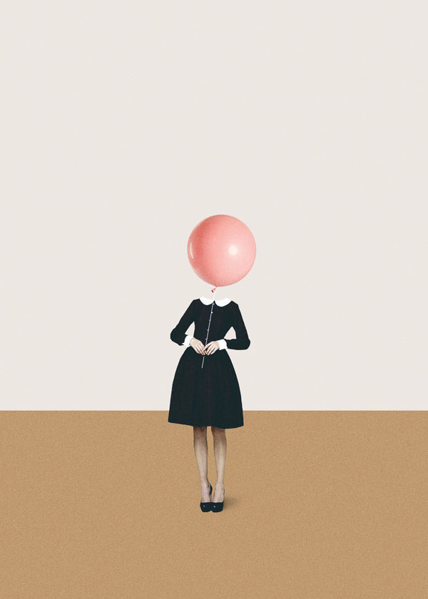 Minimalistisk tavla med rosa ballong