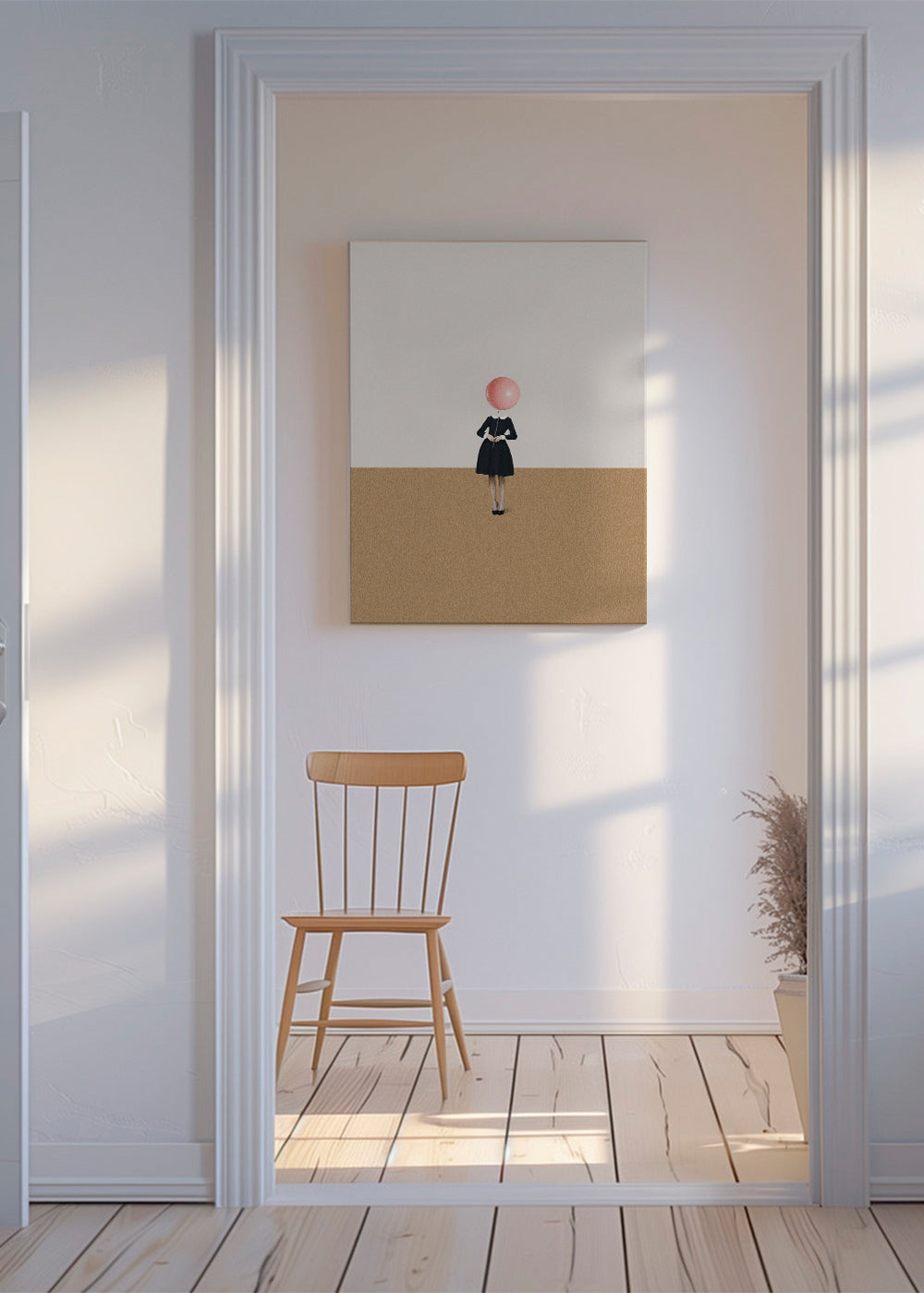 Minimalistisk tavla med rosa ballong
