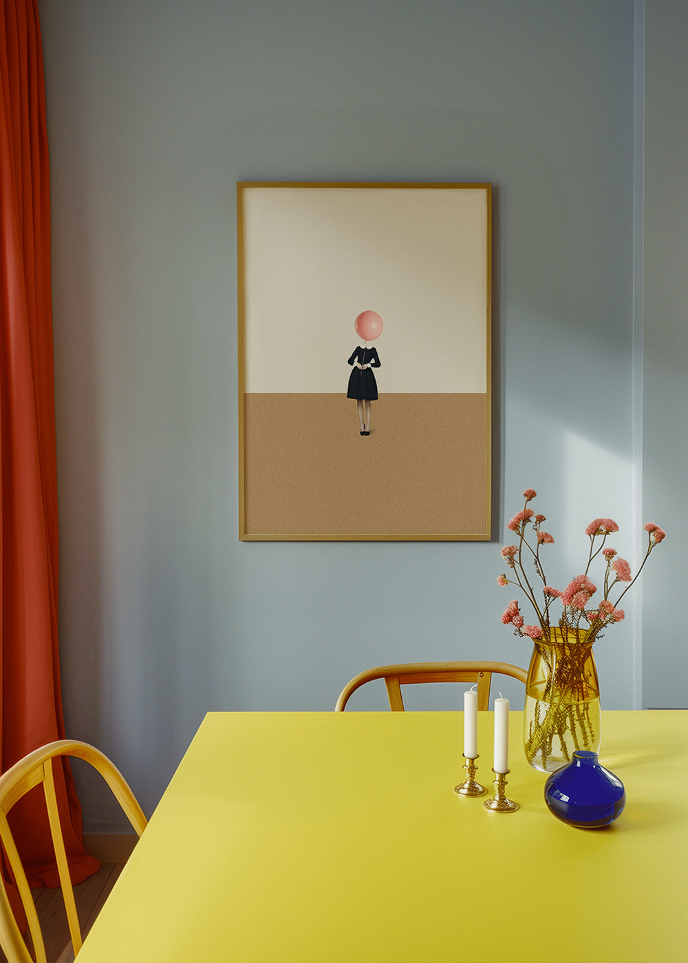Minimalistisk tavla med rosa ballong