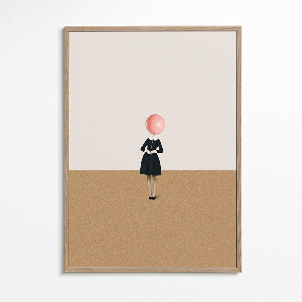Minimalistisk tavla med rosa ballong