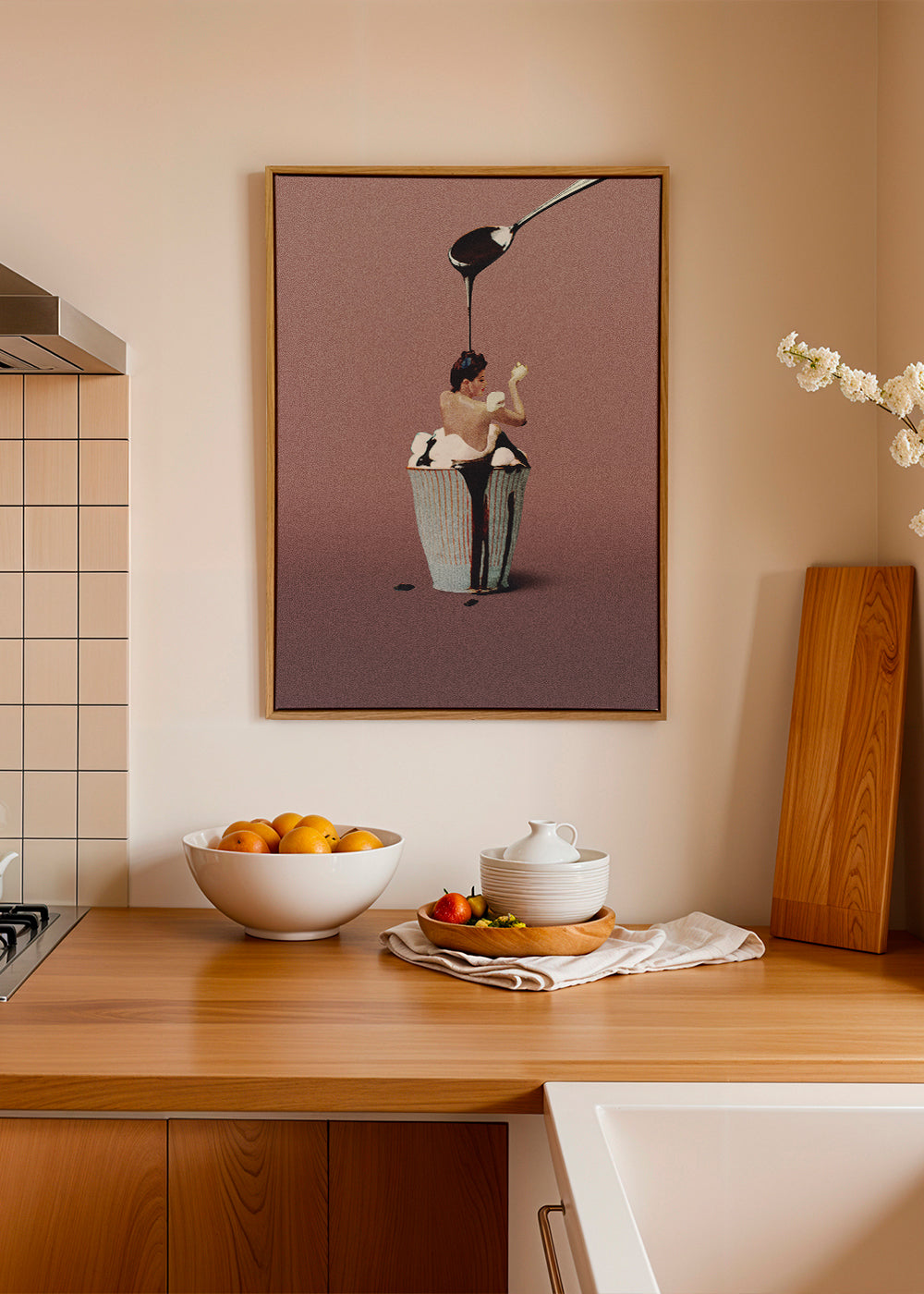 Kökskonst med surreal cupcake