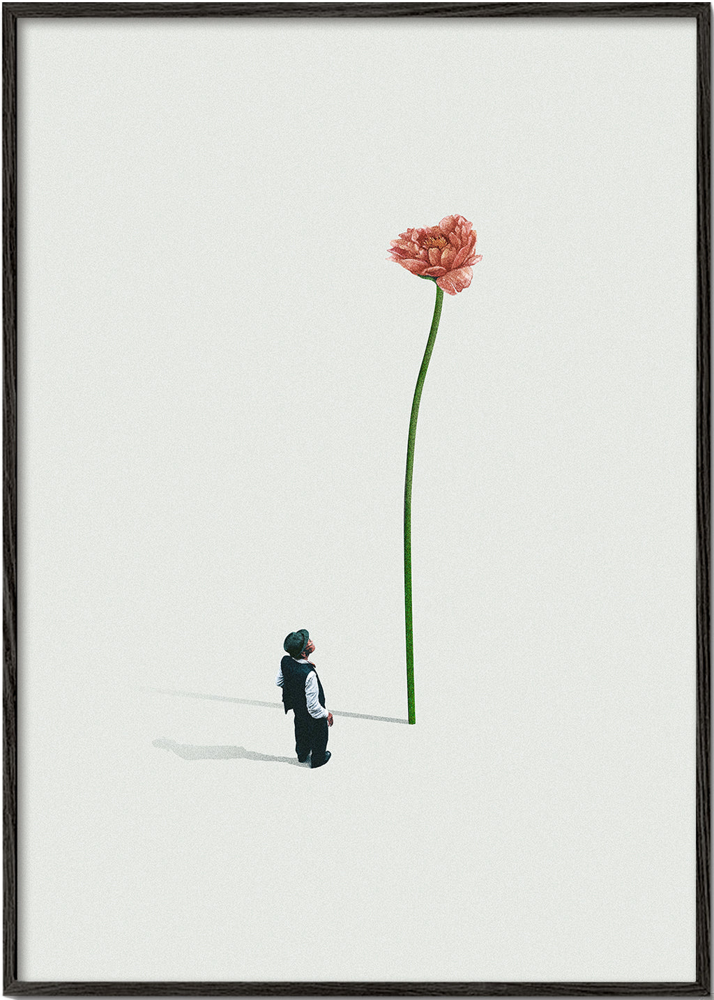 Botanisk poster med jätteblomma och liten gestalt