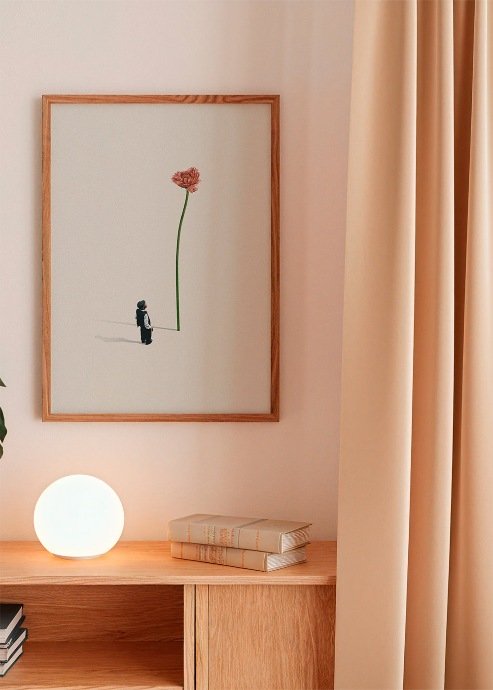 Botanisk poster med jätteblomma och liten gestalt