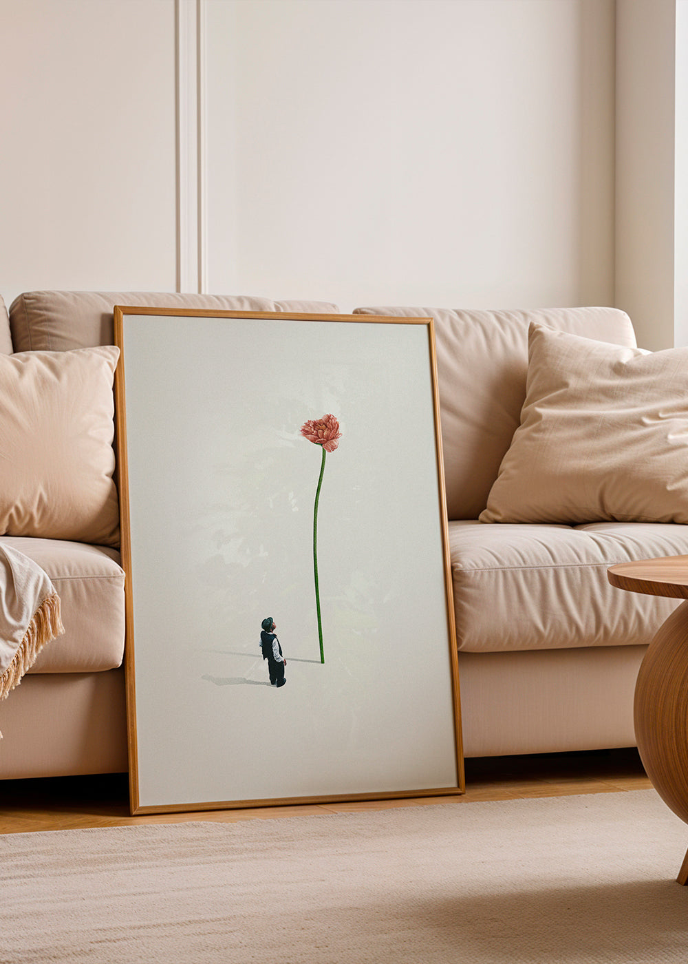 Botanisk poster med jätteblomma och liten gestalt