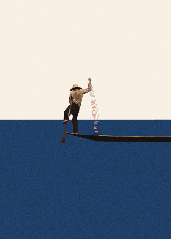 Illustration gondoljär på blått hav