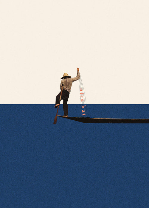 Illustration gondoljär på blått hav
