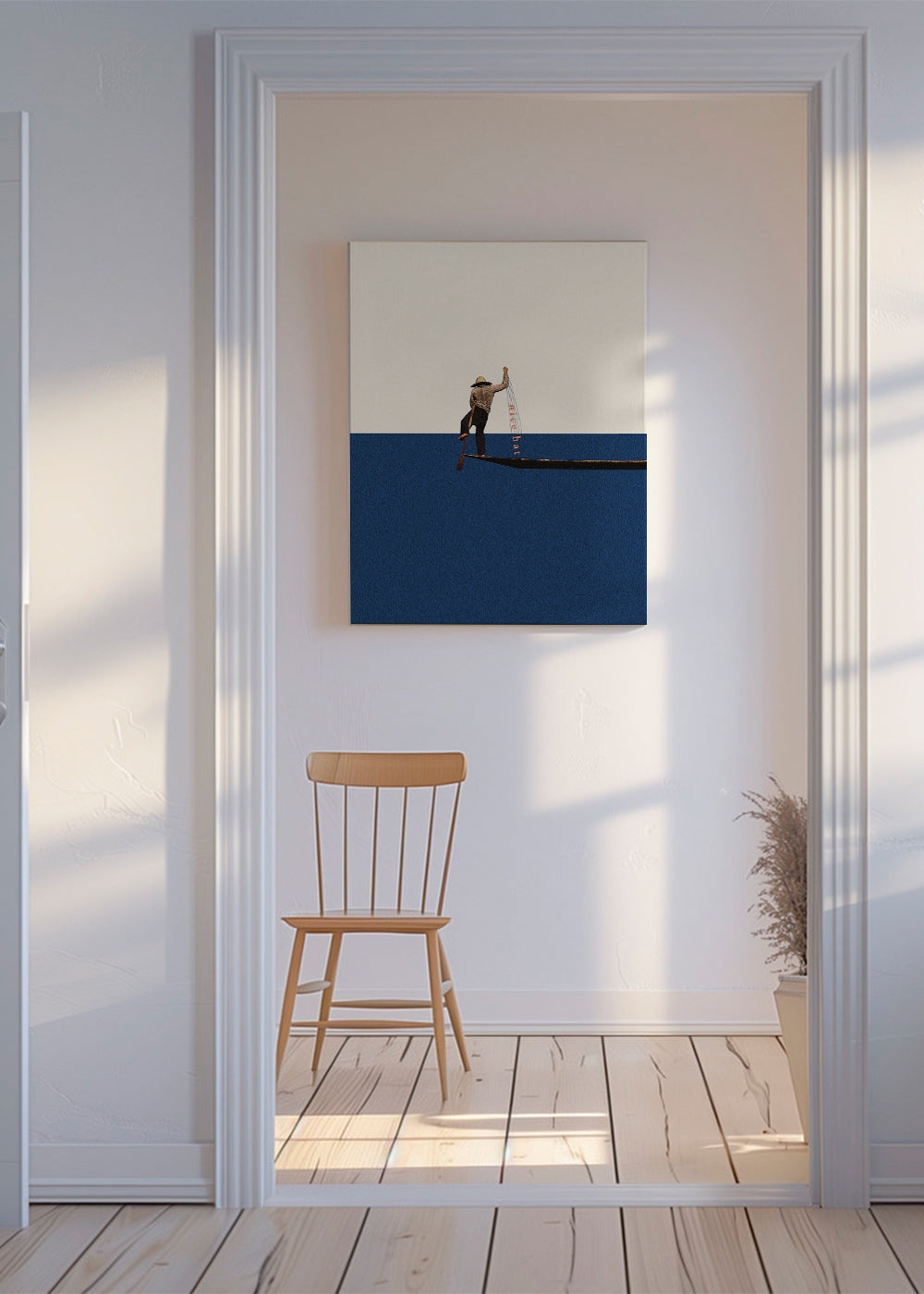 Illustration gondoljär på blått hav