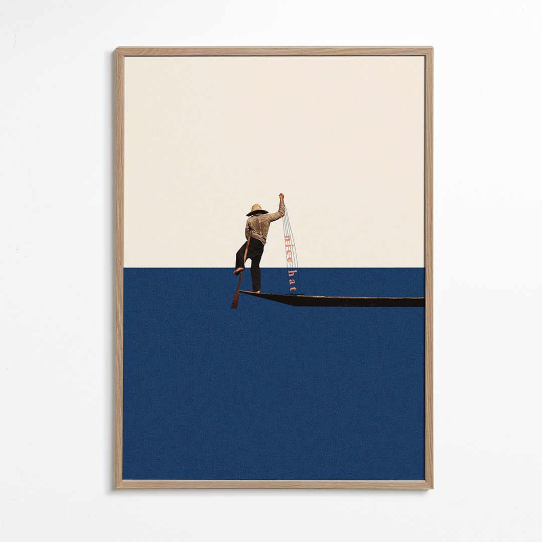 Illustration gondoljär på blått hav