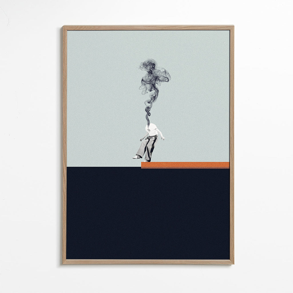 Minimalistisk tavla med rökande figur