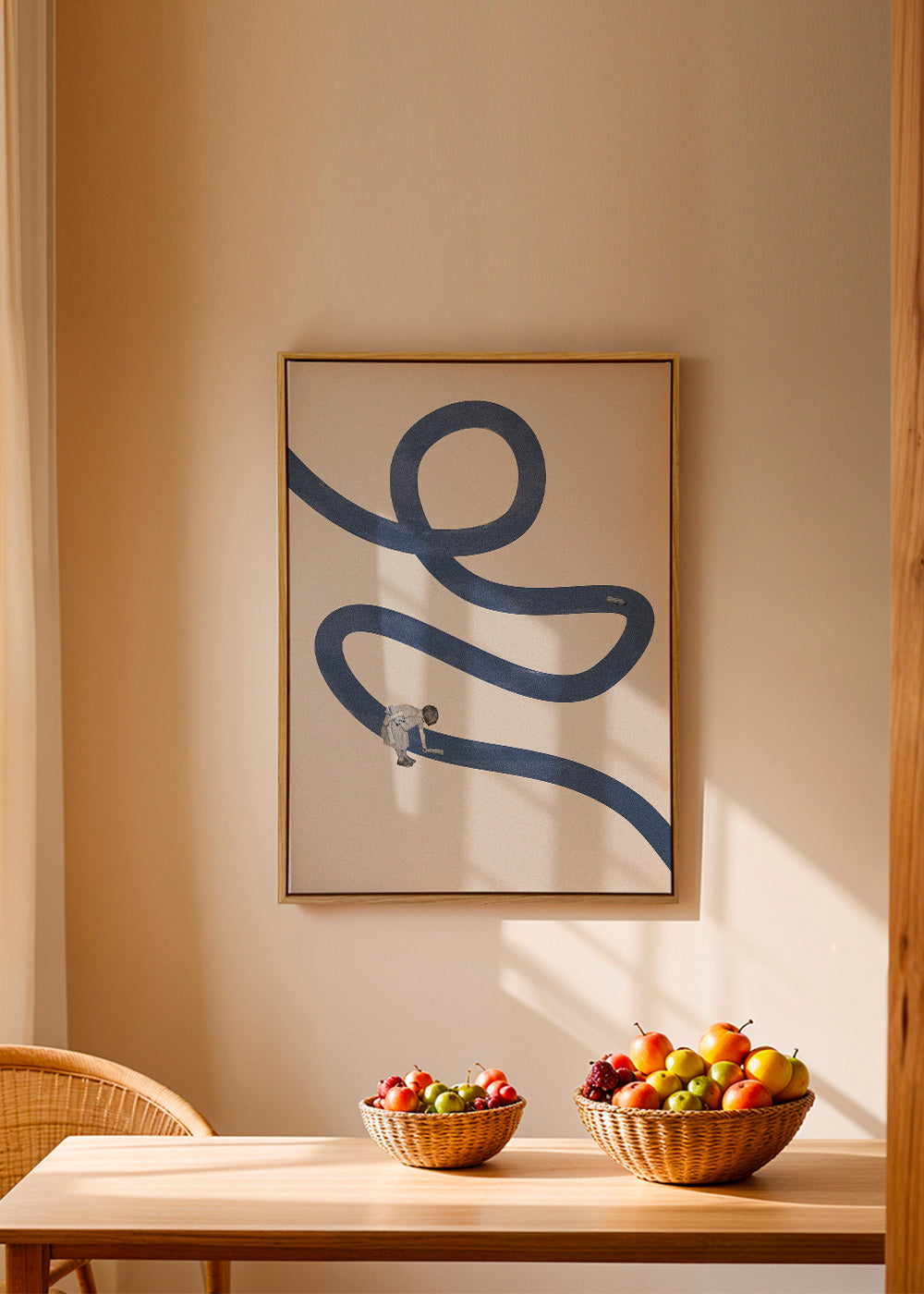 Illustration: barn med blått band