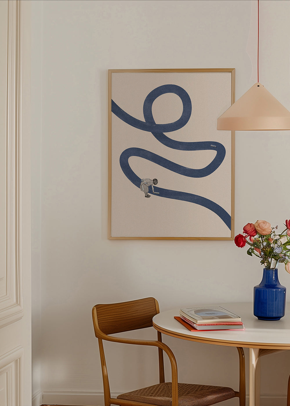Illustration: barn med blått band