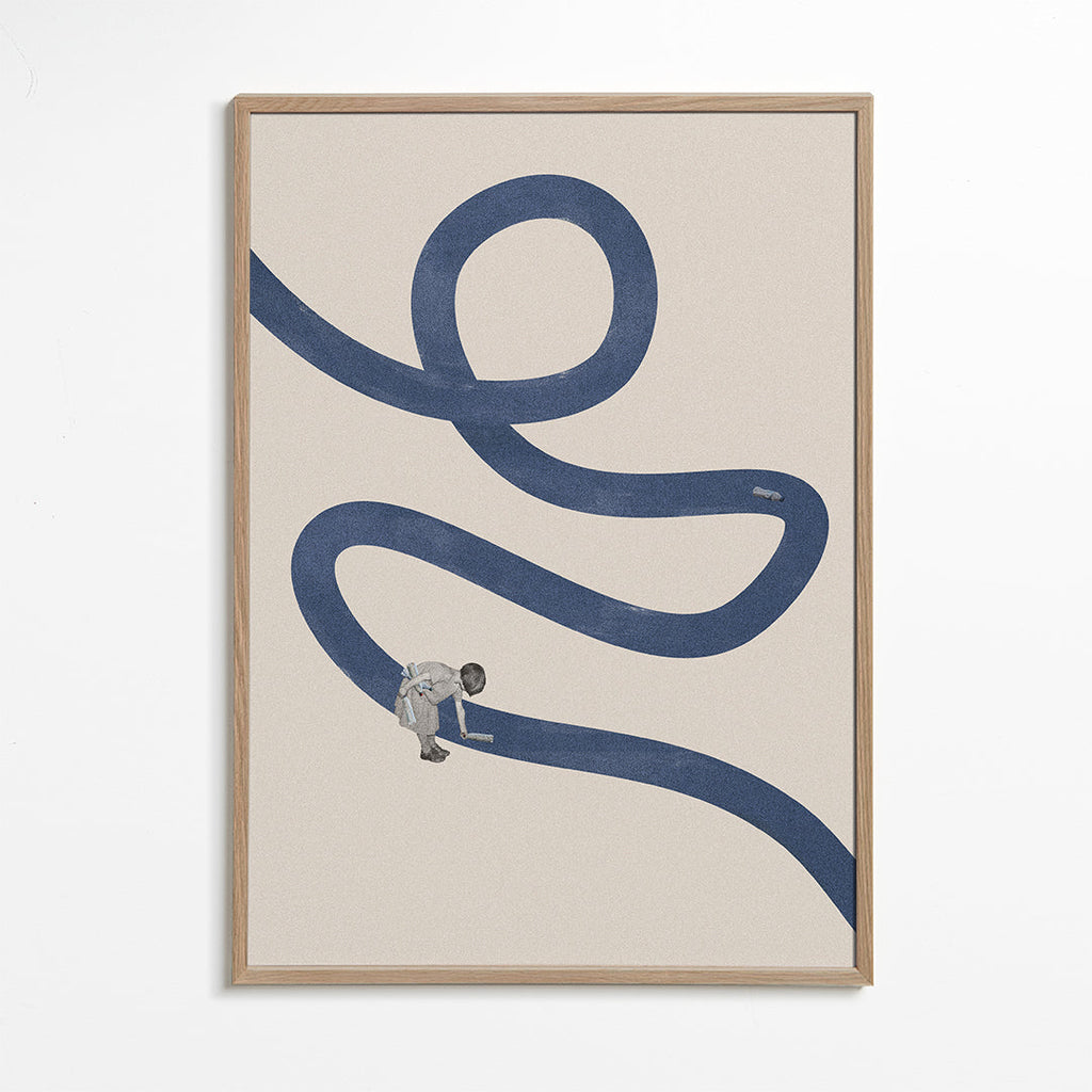 Illustration: barn med blått band