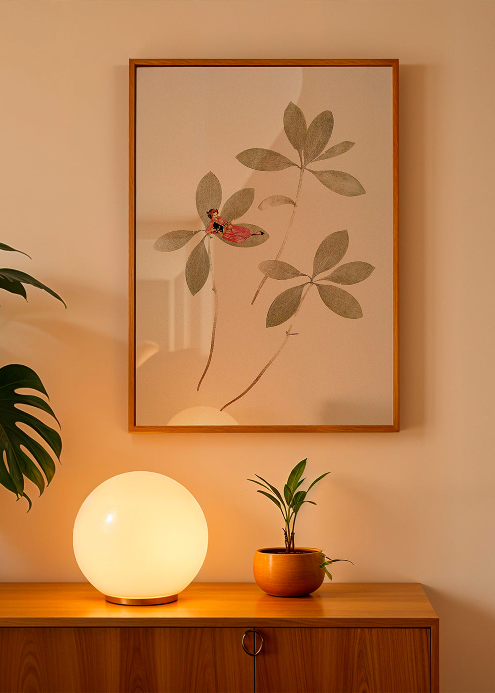 Botanisk poster med liten figur