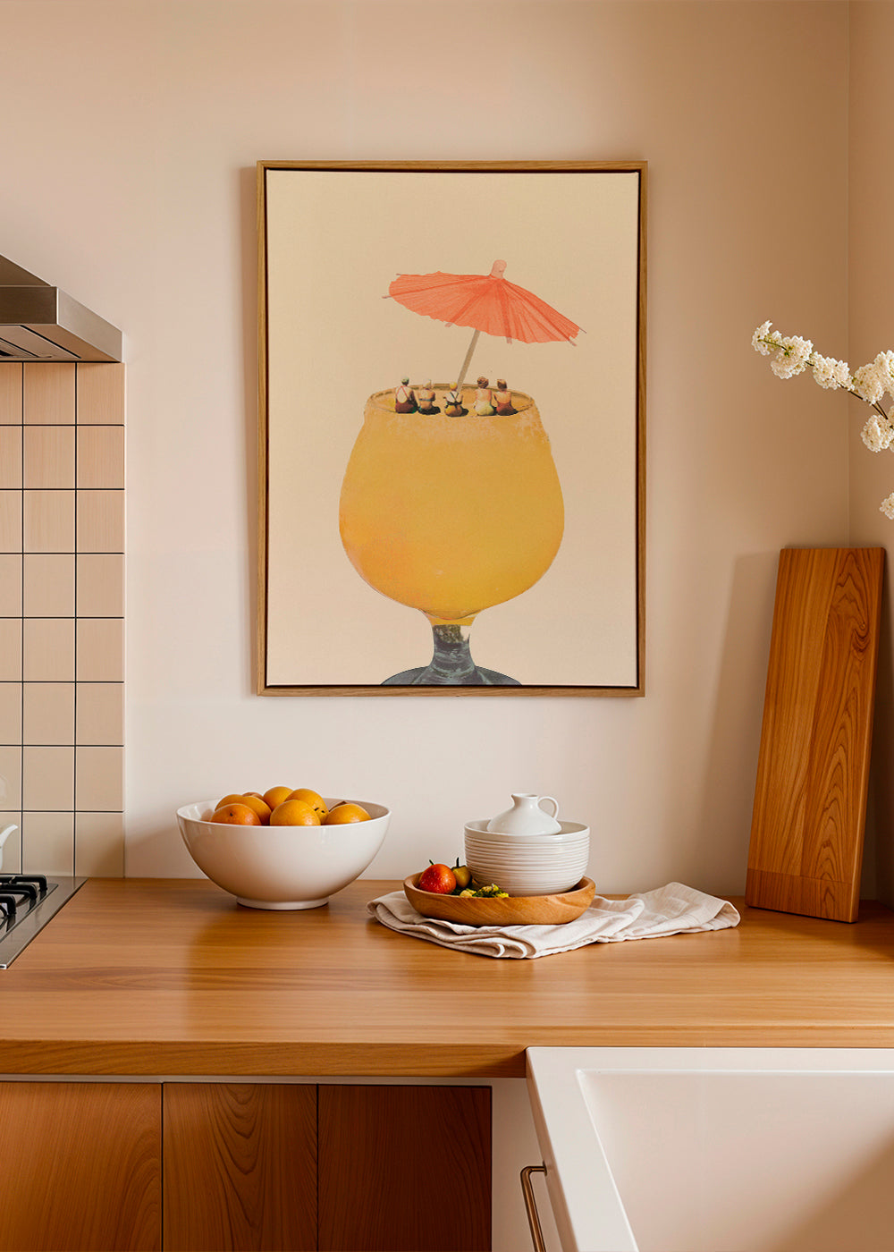 Kökskonst: cocktail med miniatyrer på kanten