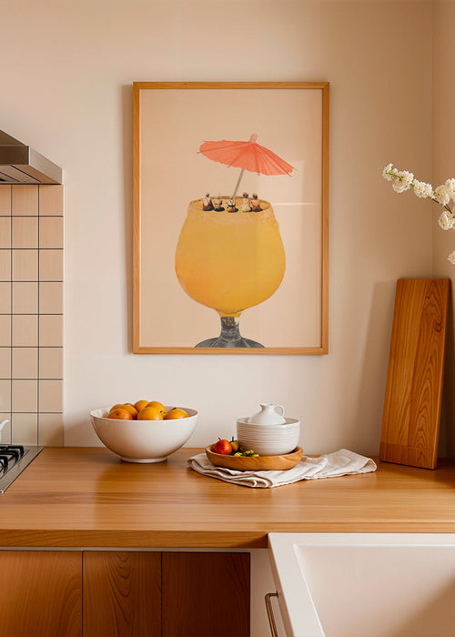 Kökskonst: cocktail med miniatyrer på kanten
