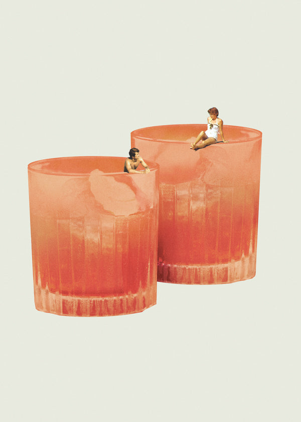 Kökskonst: cocktailglas med små simmare