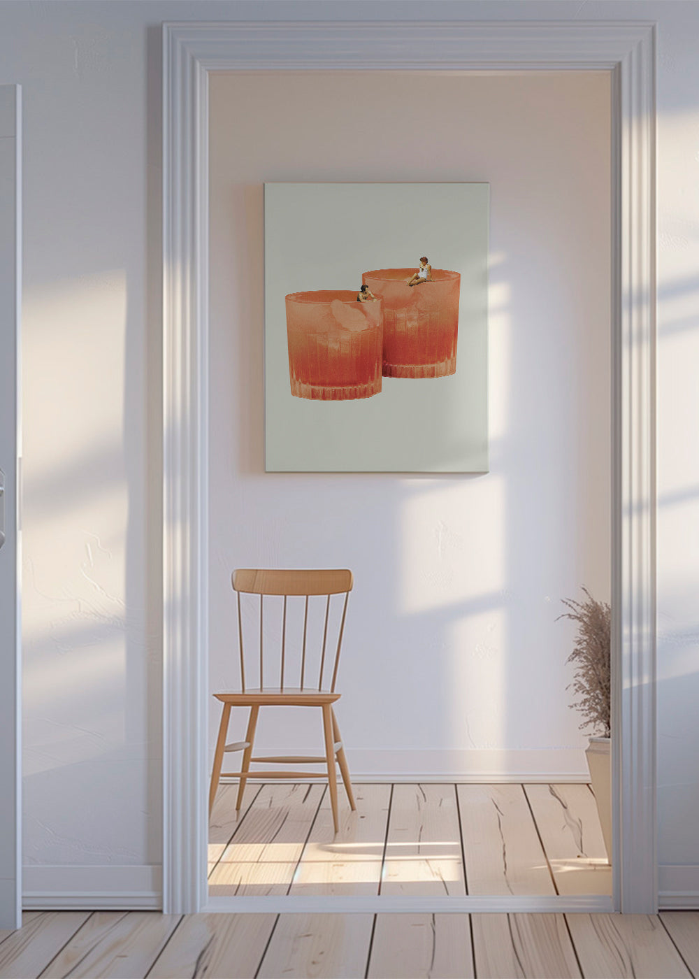 Kökskonst: cocktailglas med små simmare