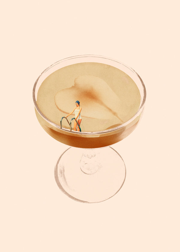 Kökskonst med minimalistisk cocktailillustration