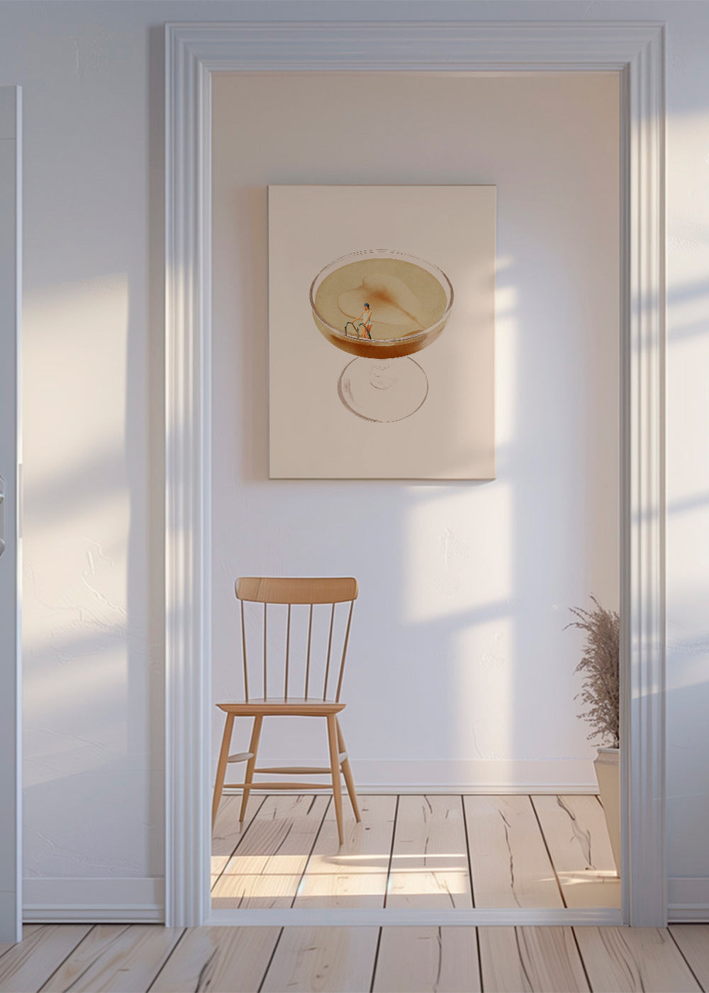 Kökskonst med minimalistisk cocktailillustration