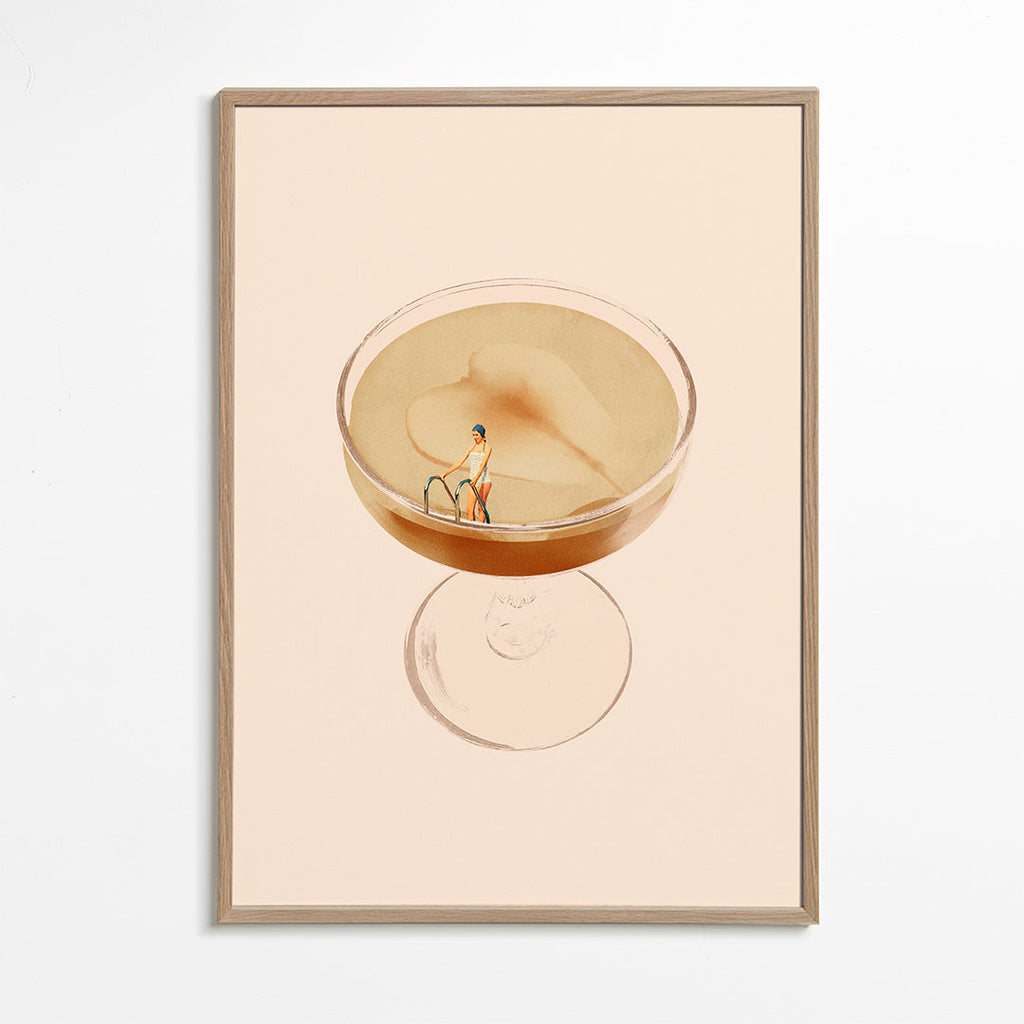 Kökskonst med minimalistisk cocktailillustration