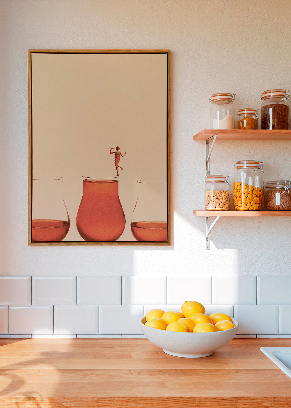 Kökskonst med figur på glas
