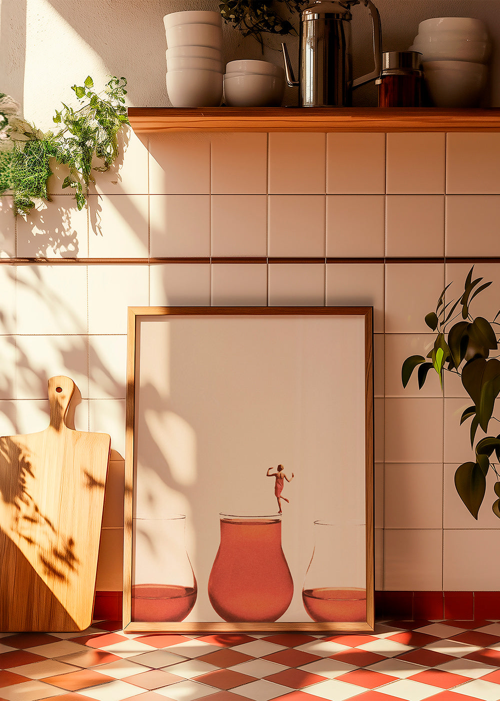 Kökskonst med figur på glas