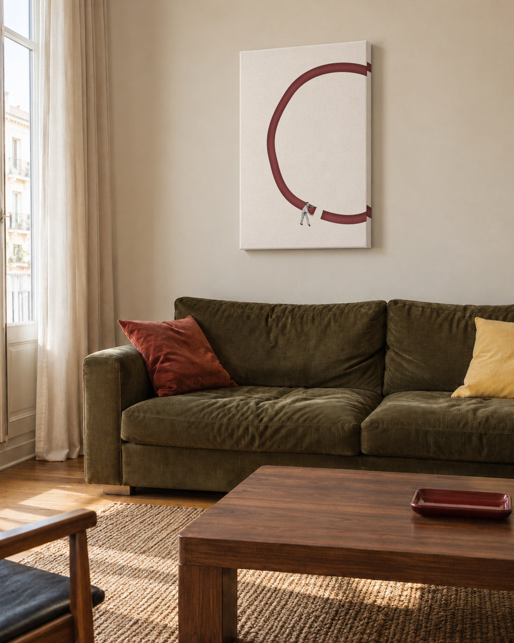 Let's reconnect - Unframed canvas in an interior