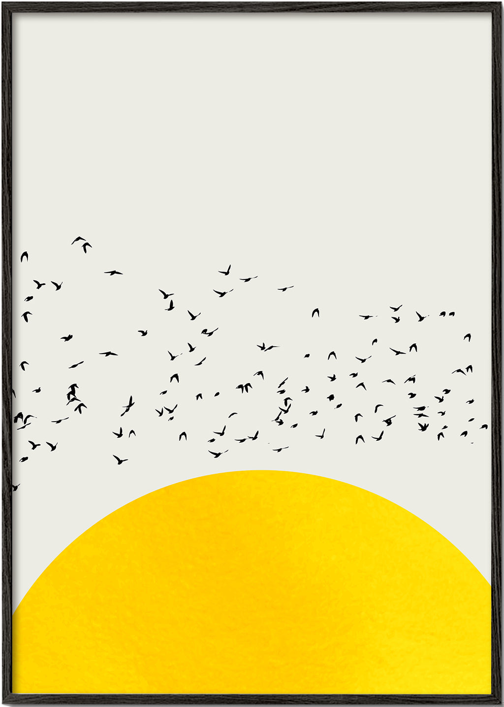 Illustration av flock över minimalistisk sol