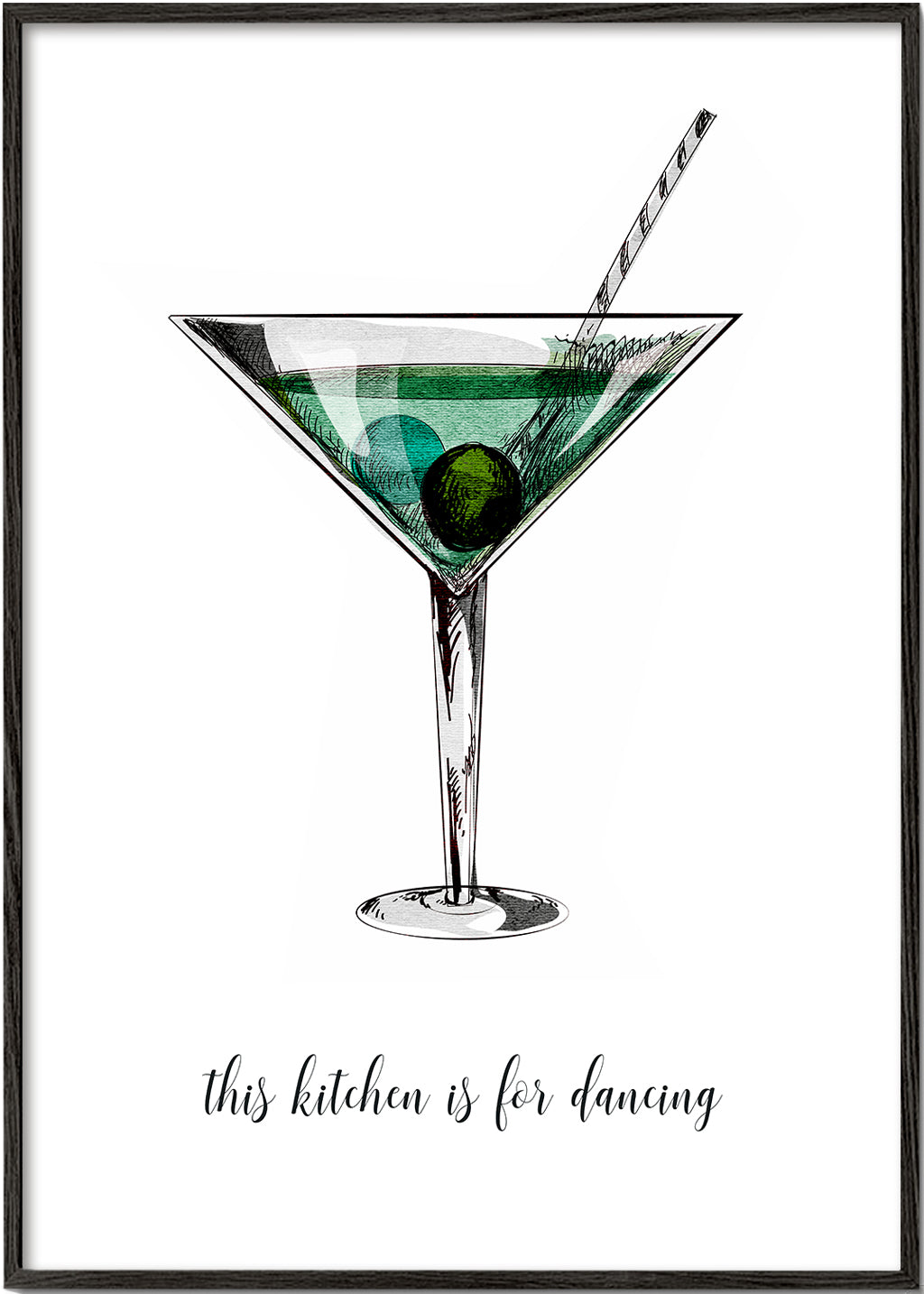 Kökskonst: illustrerad cocktail med lekfull text