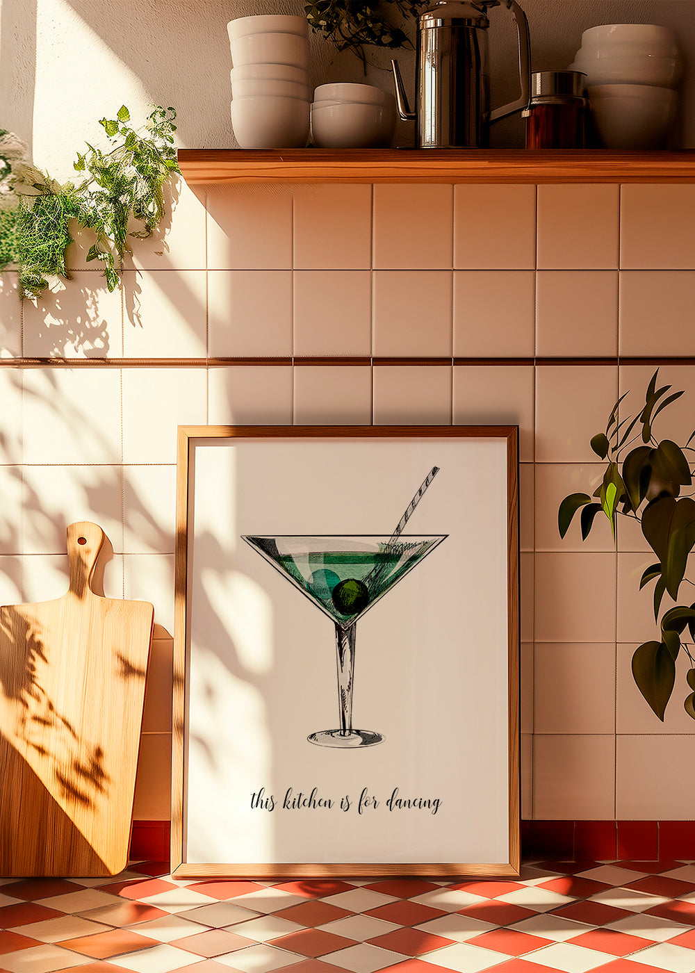 Kökskonst: illustrerad cocktail med lekfull text