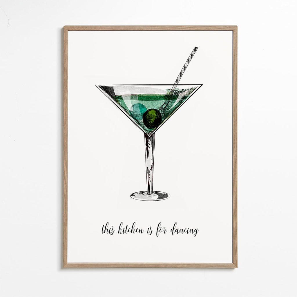Kökskonst: illustrerad cocktail med lekfull text