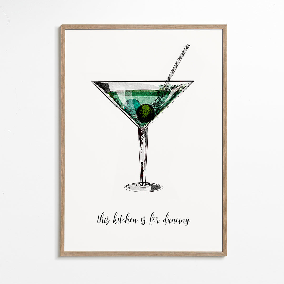 Kökskonst: illustrerad cocktail med lekfull text