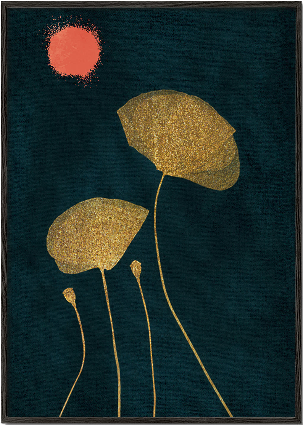 Botanisk poster med förgyllda blad och korallorb