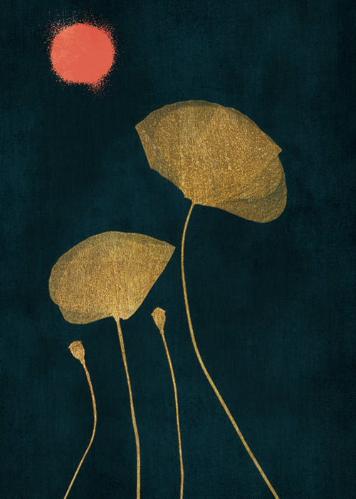Botanisk poster med förgyllda blad och korallorb