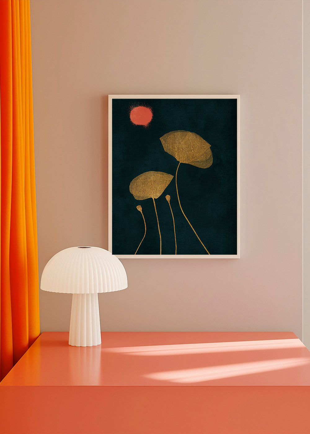 Botanisk poster med förgyllda blad och korallorb