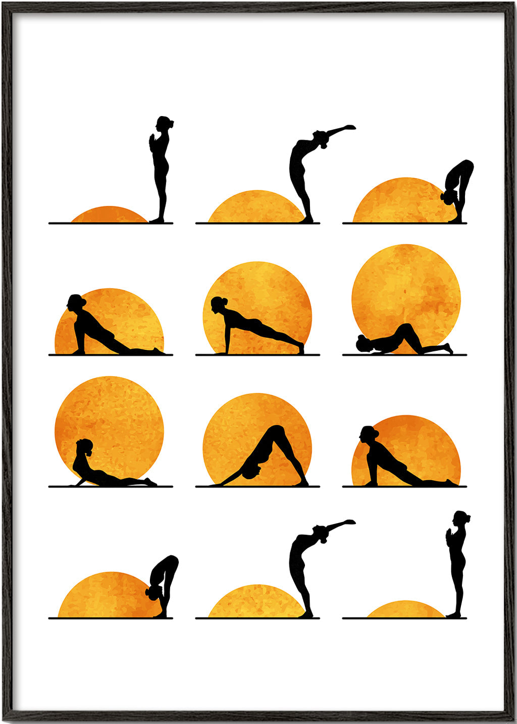 Lugnande yoga med sol-siluetter