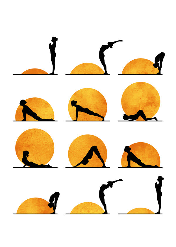 Lugnande yoga med sol-siluetter