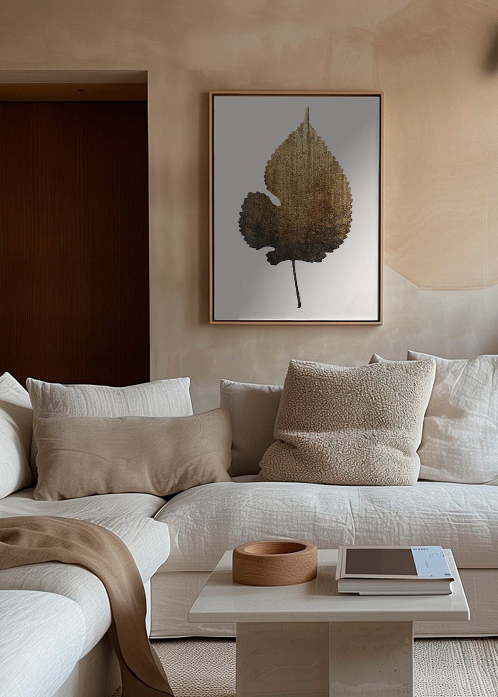 Botanisk print med texturerat guldband