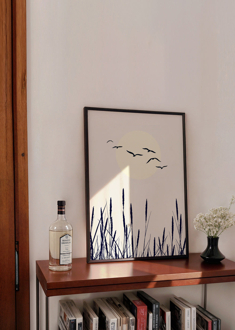 Botanisk poster med vass och soluppgång