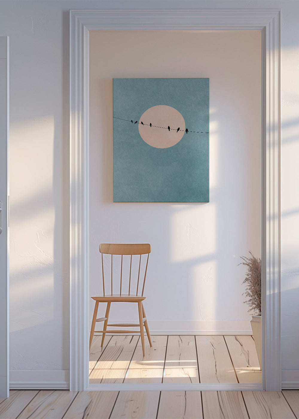 Illustration fåglar på tråd