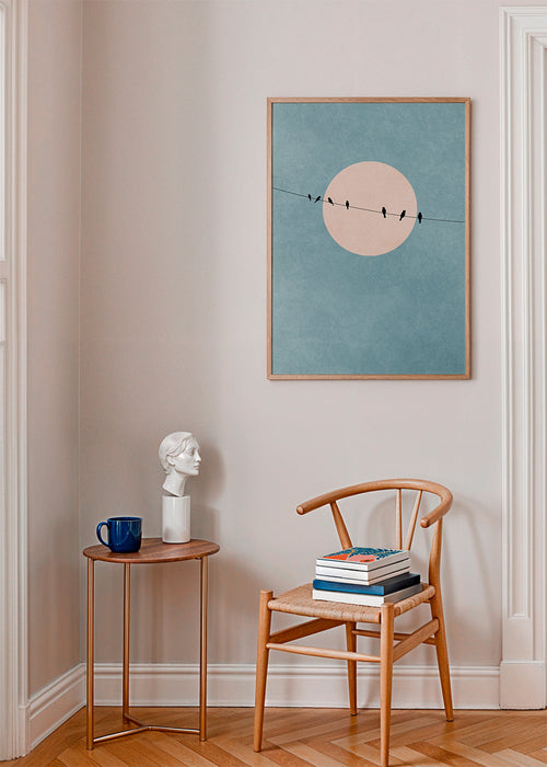 Illustration fåglar på tråd